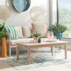 Kirklands Home Outdoor Tables|Natural Acacia Wood Slatted Outdoor Coffee Table Tan