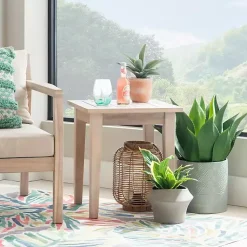 Kirklands Home Outdoor Tables|Natural Acacia Wood Slatted Outdoor Side Table Tan