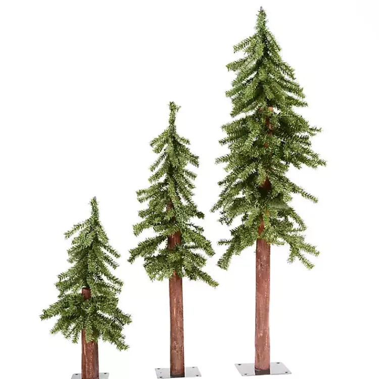 Outlet Natural Alpine Christmas Trees, Set of 3 Christmas Trees
