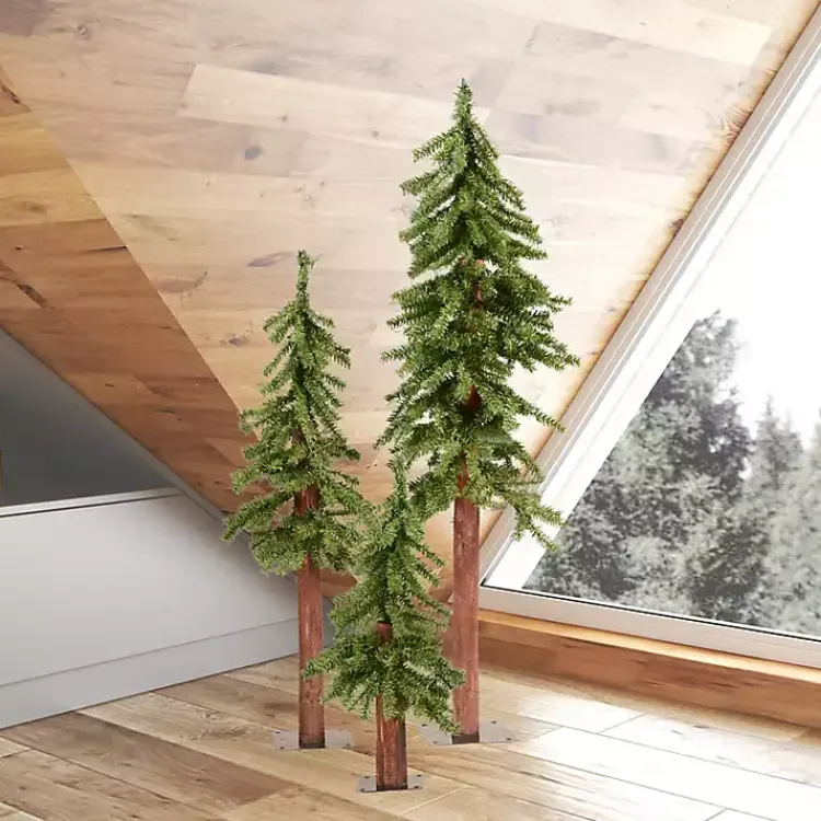 Outlet Natural Alpine Christmas Trees, Set of 3 Christmas Trees