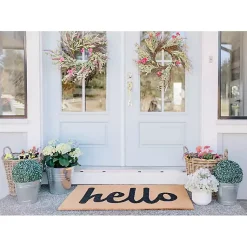 Kirklands Home Doormats|Natural and Black Coir Hello Doormat, 29x17 in.