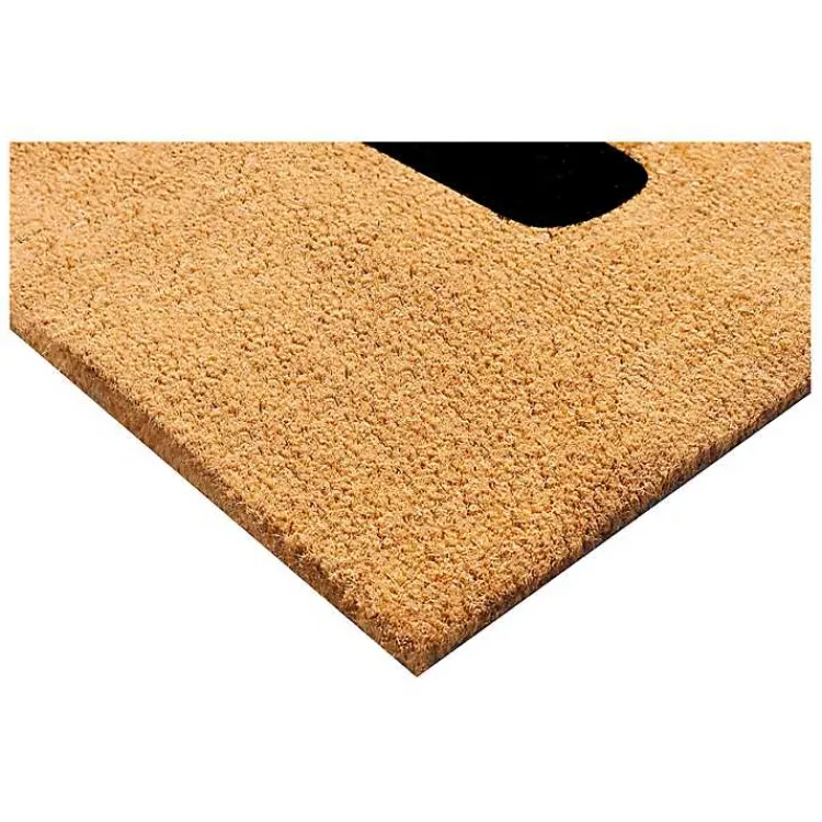 Kirklands Home Doormats|Natural and Black Coir Hello Doormat, 29x17 in.