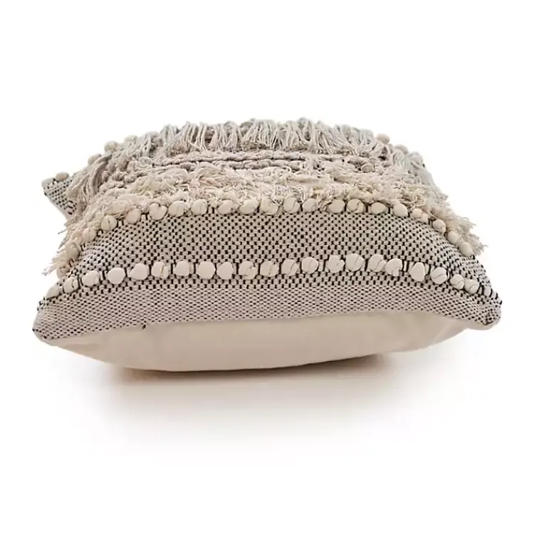 Online Natural and Black Cozy Fringe Pillow Pillows