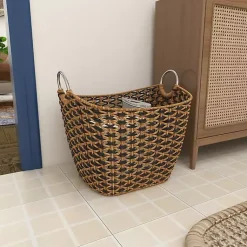 New Natural and Black Seagrass Diamond Weave Basket Baskets & Boxes