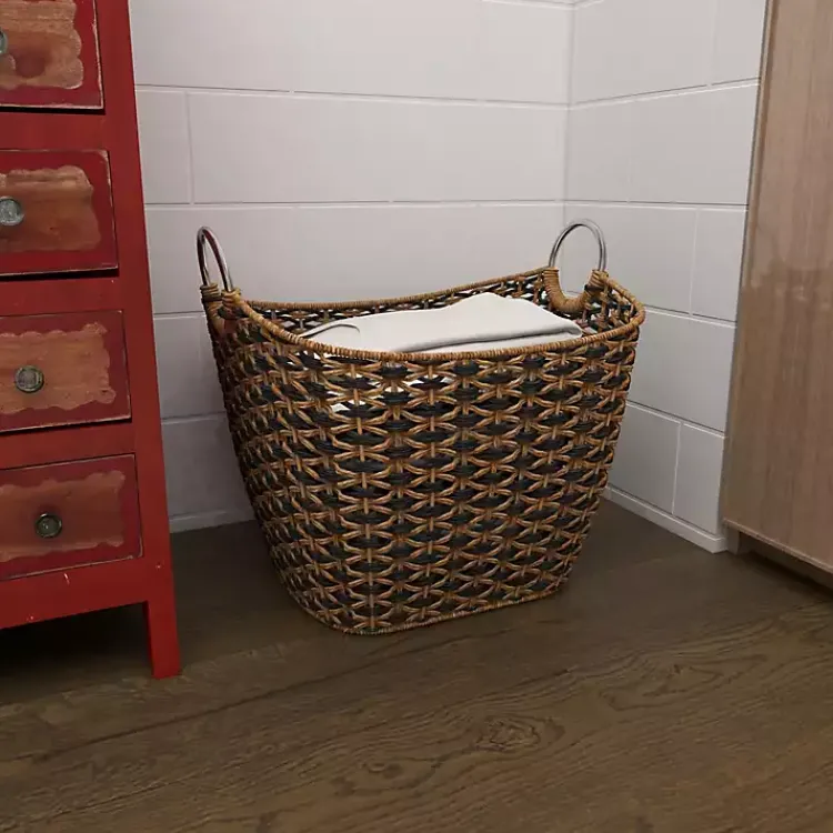 New Natural and Black Seagrass Diamond Weave Basket Baskets & Boxes