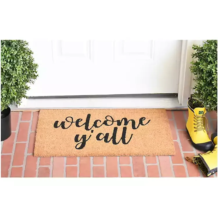 Kirklands Home Doormats|Natural and Black Welcome Y'all Doormat