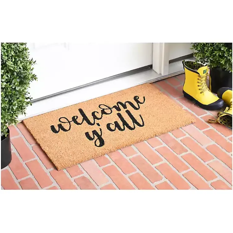 Kirklands Home Doormats|Natural and Black Welcome Y'all Doormat