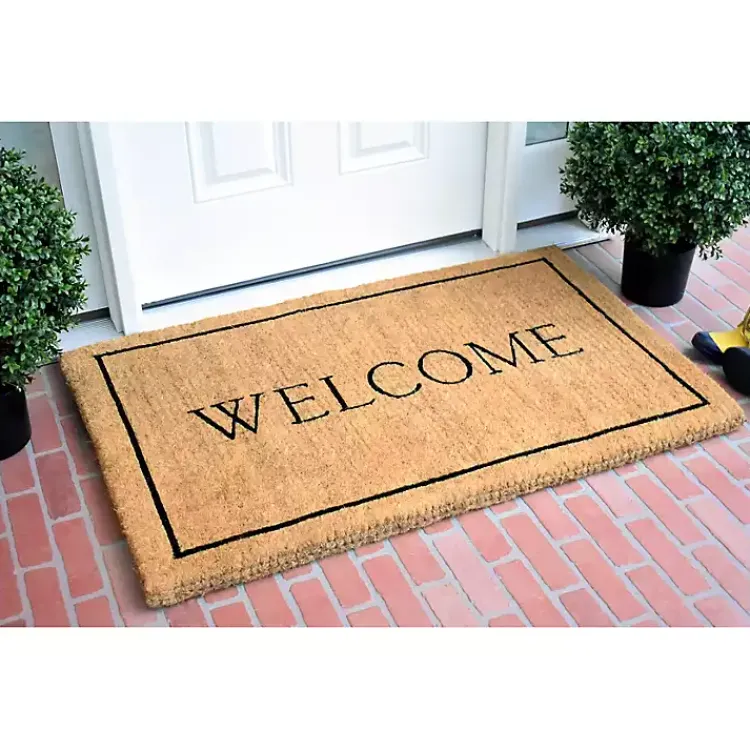 Kirklands Home Doormats|Natural and Black Welcome Doormat, 48x30 in.