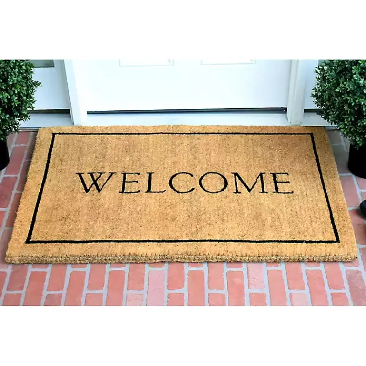 Kirklands Home Doormats|Natural and Black Welcome Doormat, 48x30 in.