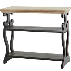 Kirklands Home Console Tables|Natural and Wood 3-Tier Console Table Black