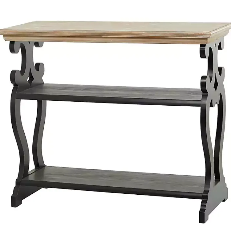 Kirklands Home Console Tables|Natural and Wood 3-Tier Console Table Black
