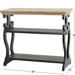 Kirklands Home Console Tables|Natural and Wood 3-Tier Console Table Black