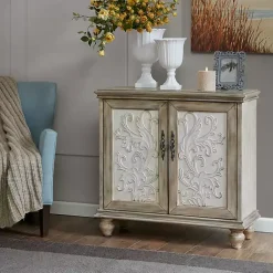 Kirklands Home Cabinets & Sideboards|Natural and Cream Two-Tone Whitt Cabinet Tan