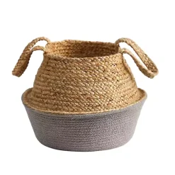 Discount Natural and Gray Woven Jute Planter Basket Baskets & Boxes
