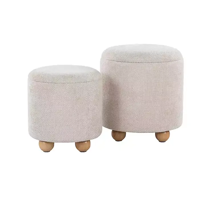 Kirklands Home Benches & Ottomans|Natural Bacci Nesting Ottomans, Set of 2 Tan