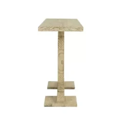 Kirklands Home Console Tables|Natural Barnwood Circular Pedestal Console Table Tan