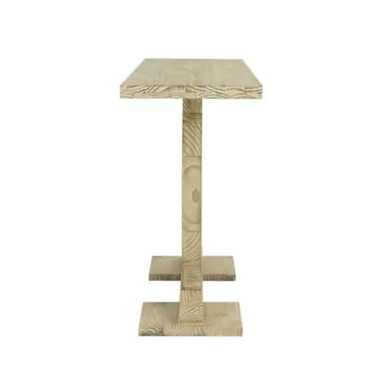 Kirklands Home Console Tables|Natural Barnwood Circular Pedestal Console Table Tan