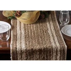 Kirklands Home Table Linens|Natural Bleached Bordered Jute Table Runner Brown