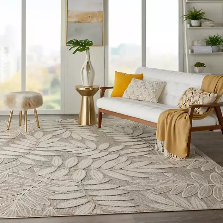 Kirklands Home Outdoor Rugs|Natural Botanical Leaves Outdoor Area Rug, 9x13