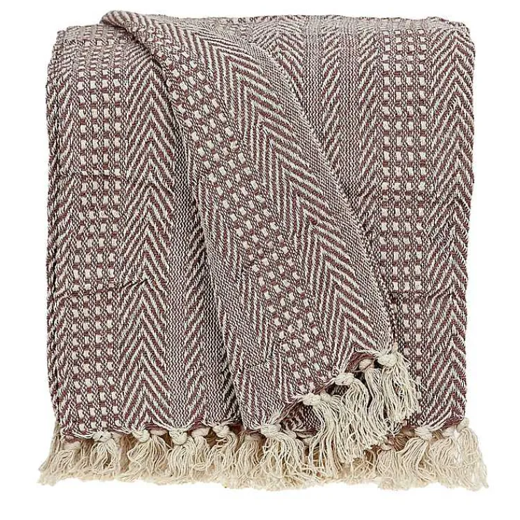 Online Natural Striped Woven Tassel Throw Blankets & Throws
