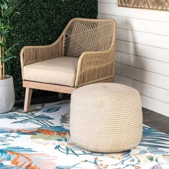 Best Natural Cable Braided Pouf Poufs & Floor Cushions