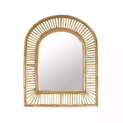 Kirklands Home Decorative Mirrors|Natural Cane Arched Wall Mirror