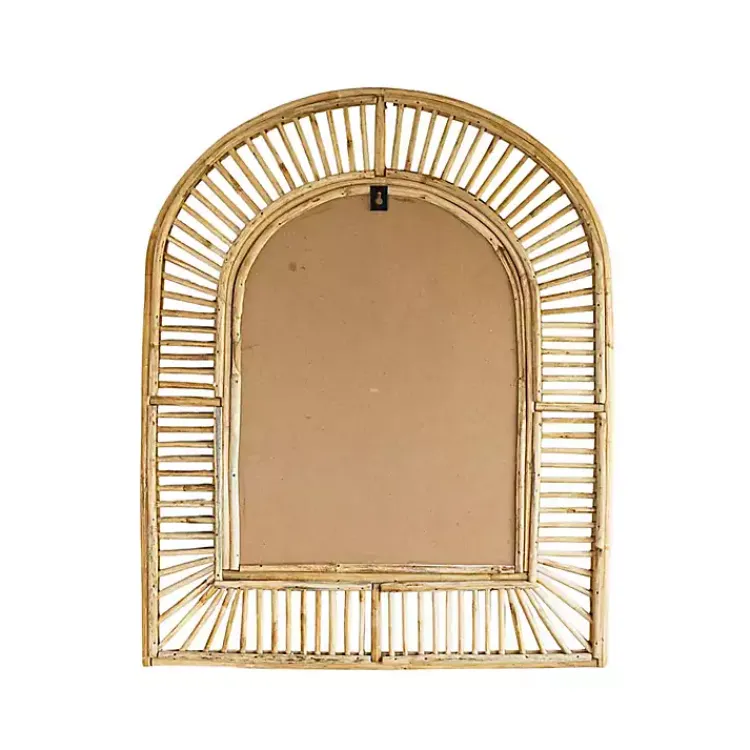 Kirklands Home Decorative Mirrors|Natural Cane Arched Wall Mirror