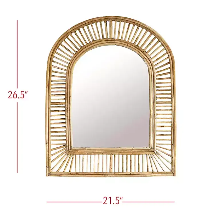 Kirklands Home Decorative Mirrors|Natural Cane Arched Wall Mirror