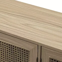 Kirklands Home Cabinets & Sideboards|Natural Cane Wood Storage Media Cabinet Tan
