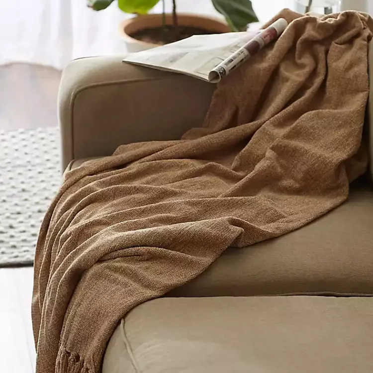 Hot Natural Chenille Fringe Throw Blankets & Throws