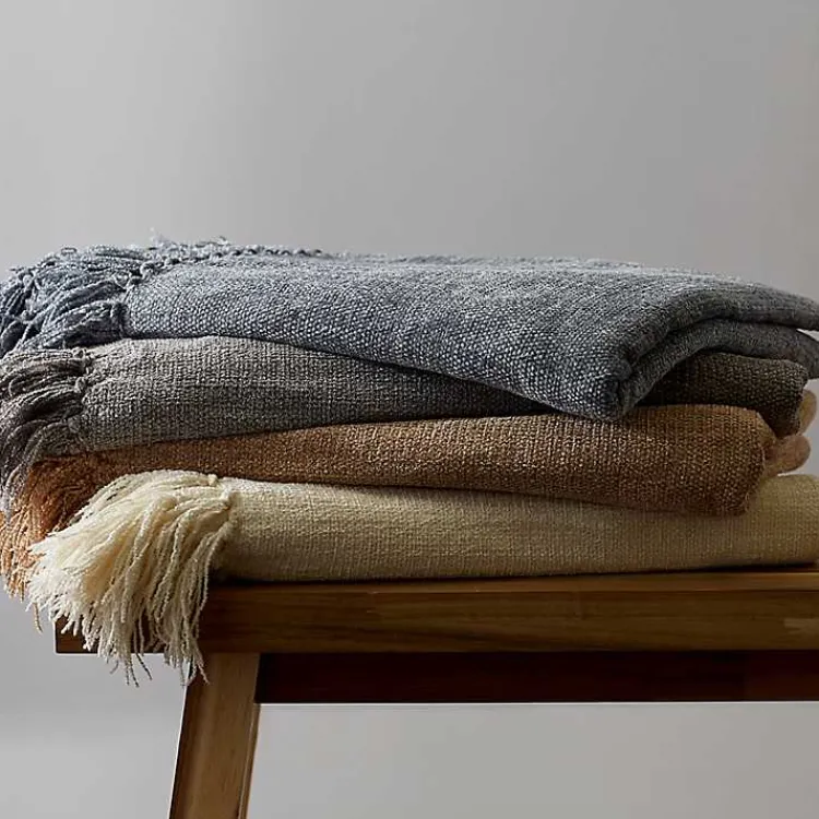 Hot Natural Chenille Fringe Throw Blankets & Throws