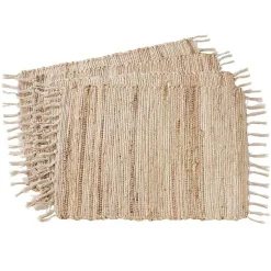 Kirklands Home Table Linens|Natural Chindi Tasseled Jute Placemats, Set of 4 Ivory