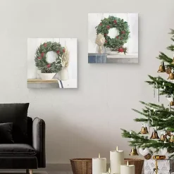 Sale Natural Christmas Wreaths Canvas Prints, Set of 2 Christmas Art & Wall Decor