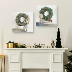 Sale Natural Christmas Wreaths Canvas Prints, Set of 2 Christmas Art & Wall Decor
