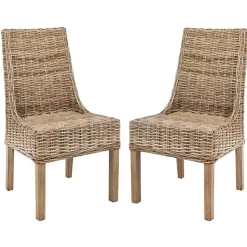Kirklands Home Dining Chairs|Natural Coastal Rat 2-pc. Dining Chair Set Tan