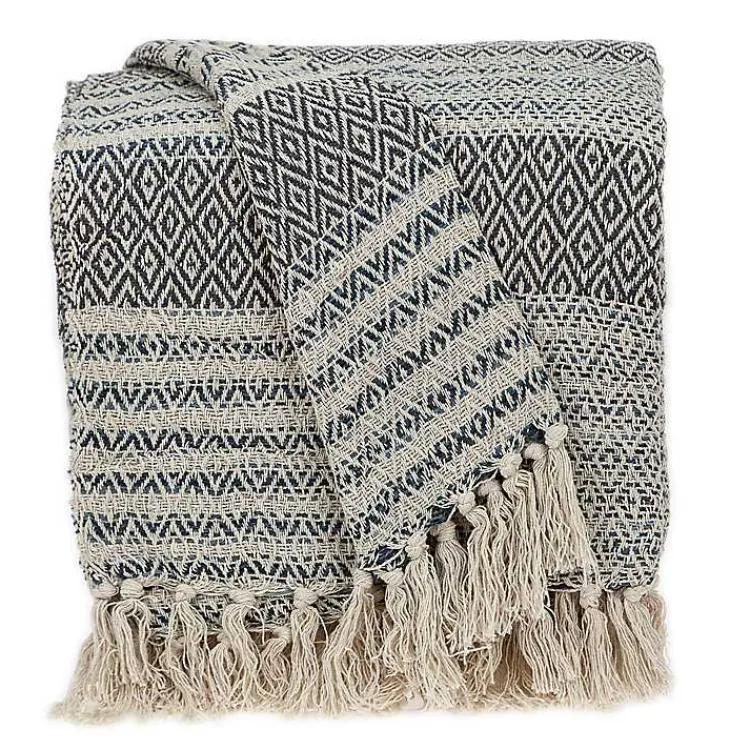 Sale Natural Diamond Wool Handloomed Tassel Throw Blankets & Throws
