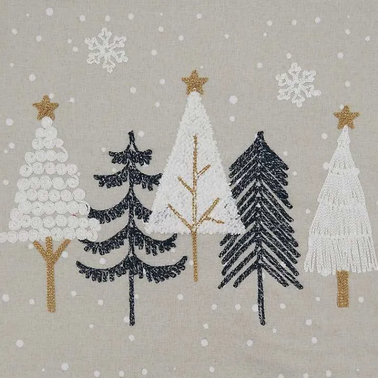 Kirklands Home Table Linens|Natural Embroidered Christmas Trees Table Runner