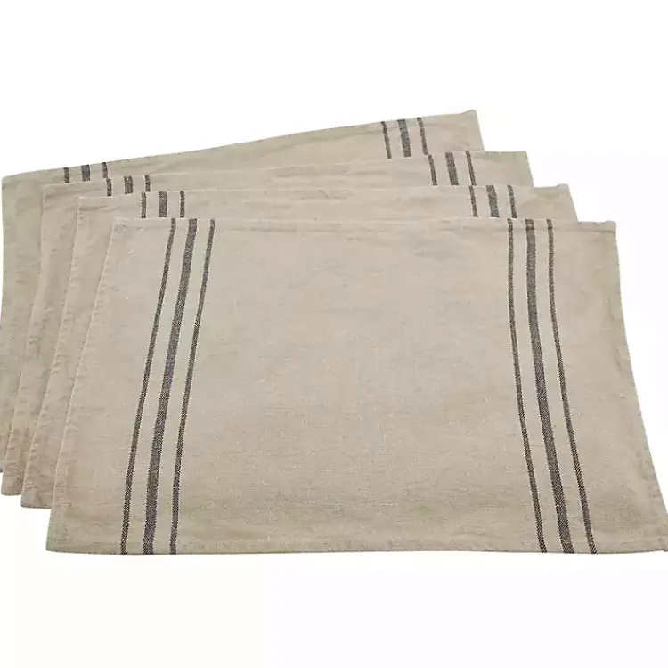 Kirklands Home Table Linens|Natural Everyday Striped Linen Placemats, Set of 4