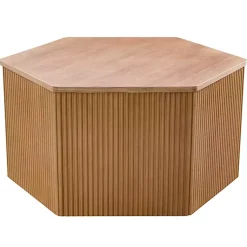Kirklands Home Coffee Tables|Natural Fluted Hexagon Coffee Table Tan