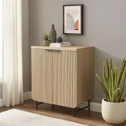 Kirklands Home Cabinets & Sideboards|Natural Fluted Wood Scandinavian Cabinet Tan