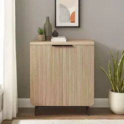 Kirklands Home Cabinets & Sideboards|Natural Fluted Wood Scandinavian Cabinet Tan