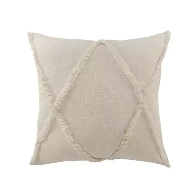 Sale Natural Fringe Diamond Pillow, 26 in. Pillows