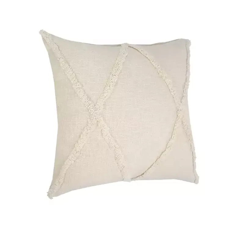 Sale Natural Fringe Diamond Pillow, 26 in. Pillows
