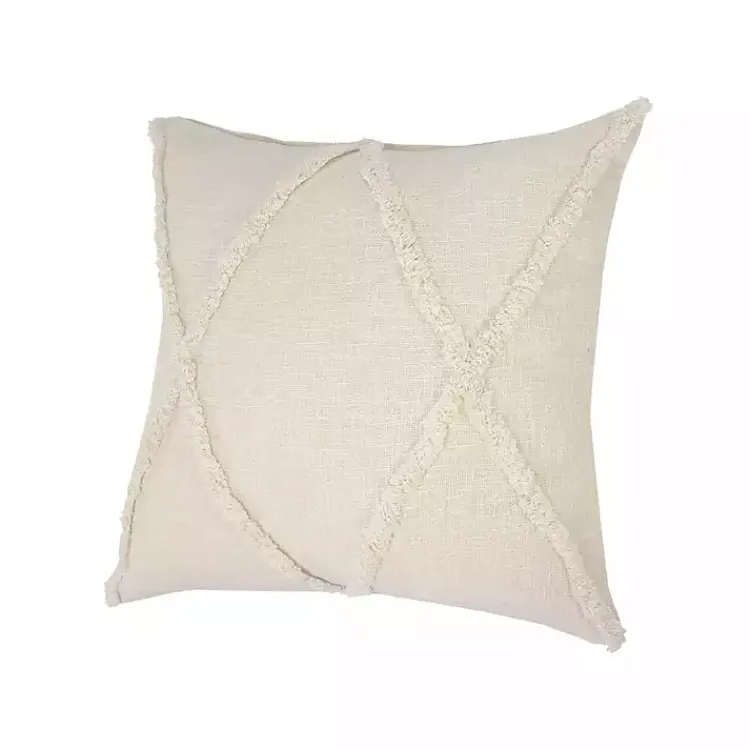 Sale Natural Fringe Diamond Pillow, 26 in. Pillows