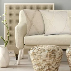 Sale Natural Fringe Diamond Pillow, 26 in. Pillows