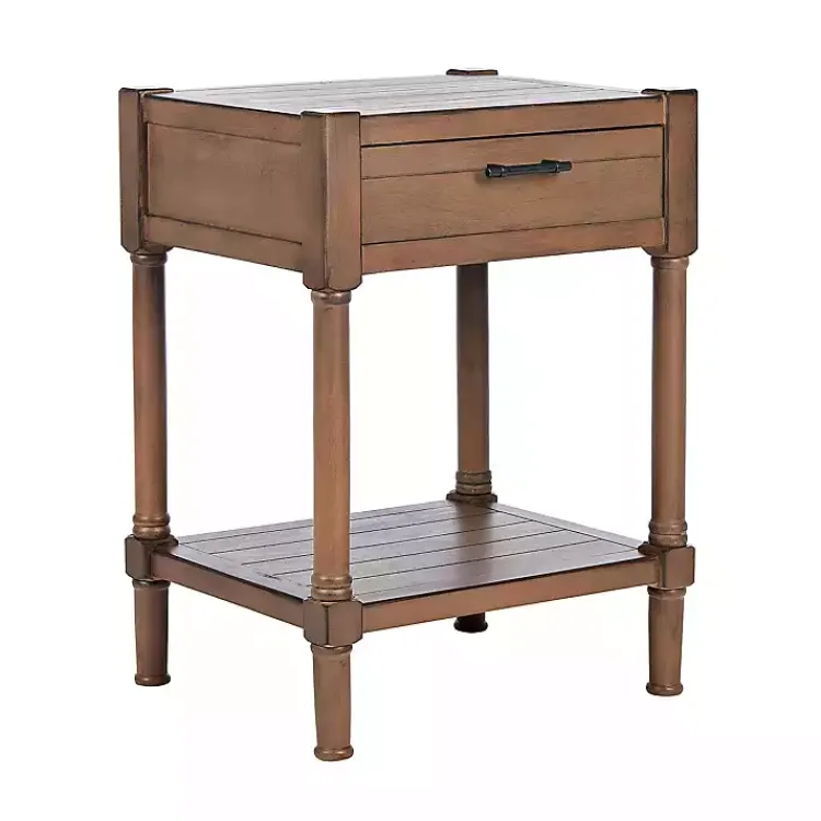 Kirklands Home Accent & End Tables|Natural Geometric Industrial Pull Accent Table Brown