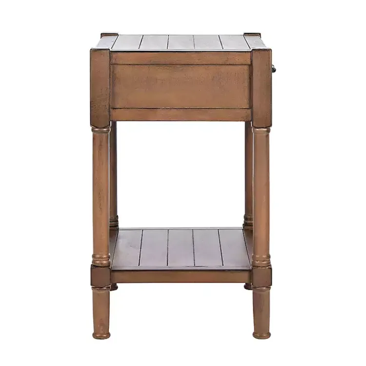 Kirklands Home Accent & End Tables|Natural Geometric Industrial Pull Accent Table Brown
