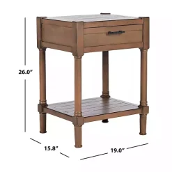 Kirklands Home Accent & End Tables|Natural Geometric Industrial Pull Accent Table Brown
