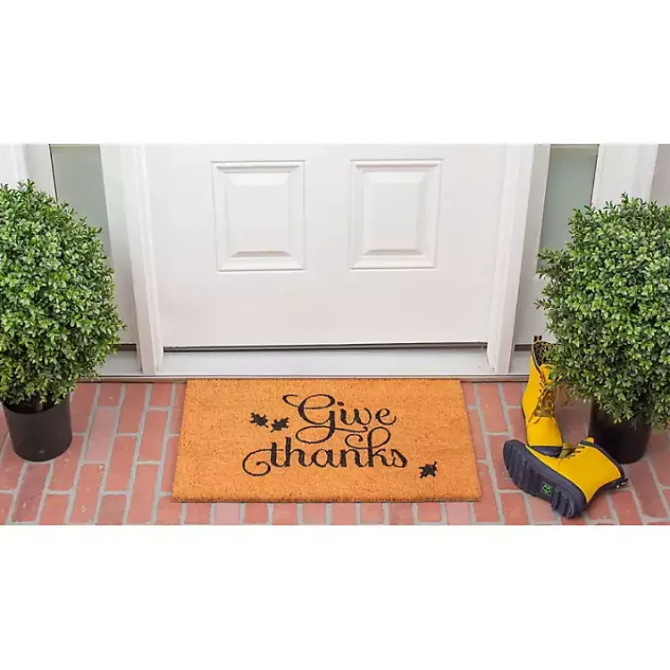 Clearance Natural Give Thanks Thanksgiving Doormat, 36 in. Fall