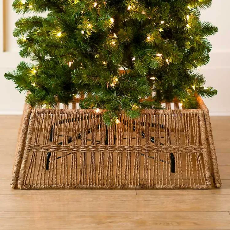 Sale Natural Hemp Rope Woven Christmas Tree Collar Christmas Tree Skirts & Collars